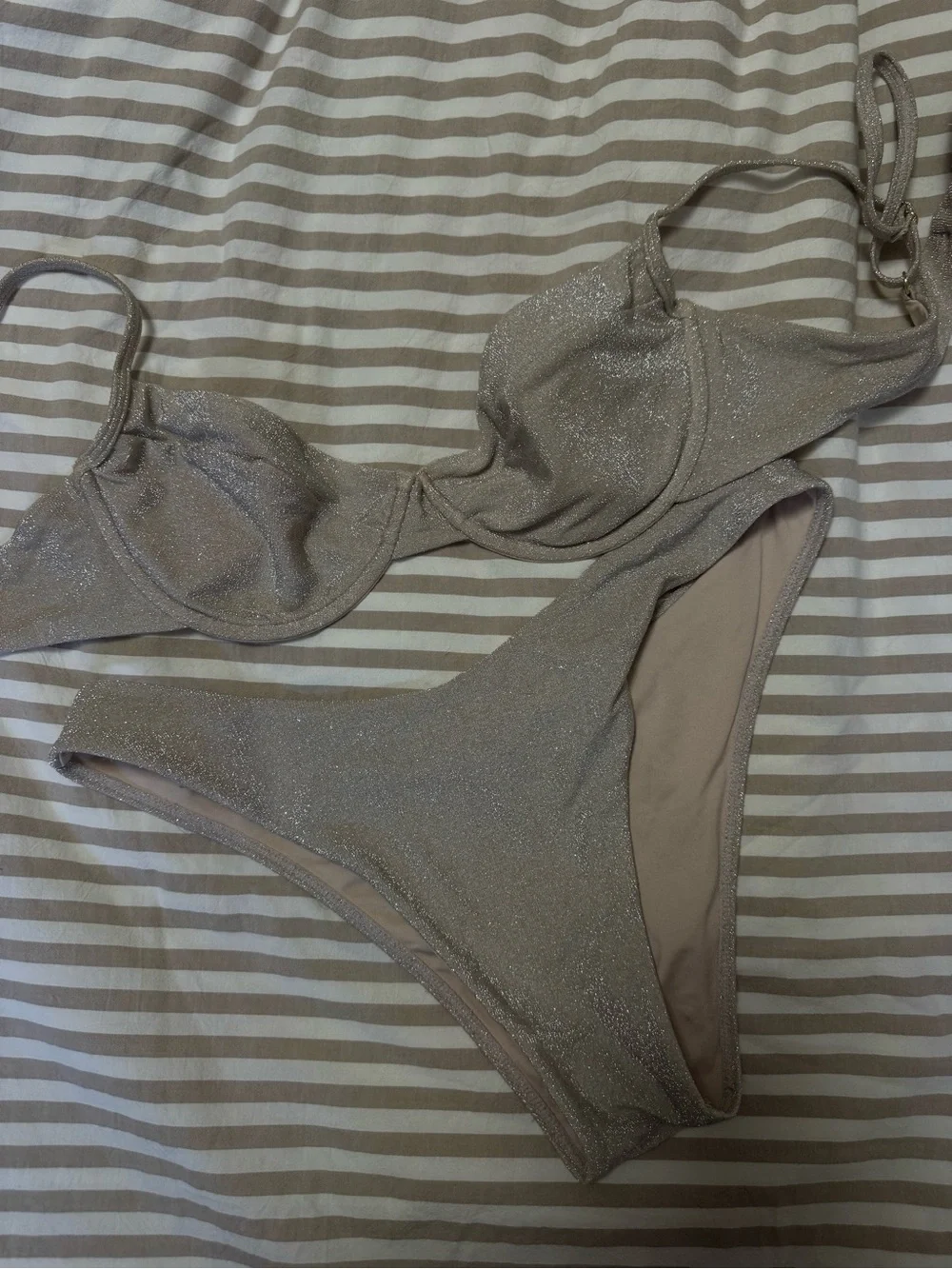 Monday Swimwear Beige Shimmer Underwire Bikini Set
